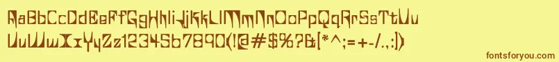 フォントGlaukousViscous – 茶色の文字が黄色の背景にあります。