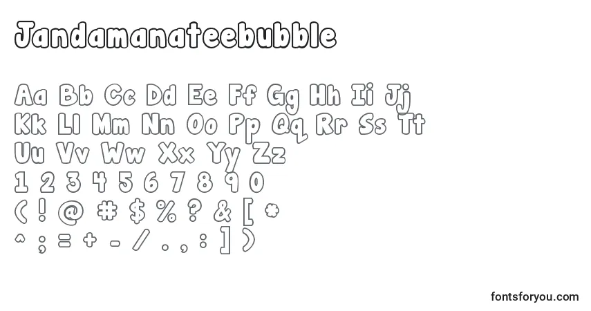 Czcionka Jandamanateebubble – alfabet, cyfry, specjalne znaki