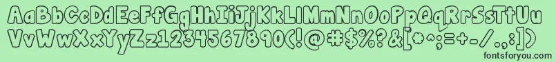 Jandamanateebubble-Schriftart – Schwarze Schriften auf grünem Hintergrund