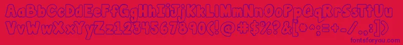 Jandamanateebubble-Schriftart – Violette Schriften auf rotem Hintergrund