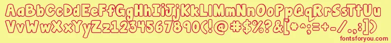 Jandamanateebubble Font – Red Fonts on Yellow Background