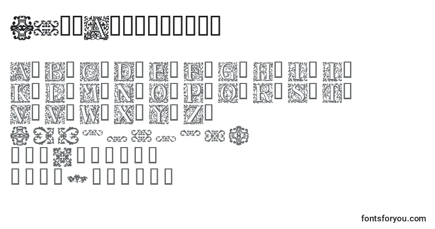 Schriftart 16thArabesques – Alphabet, Zahlen, spezielle Symbole