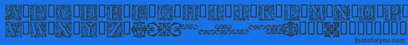 16thArabesques Font – Black Fonts on Blue Background