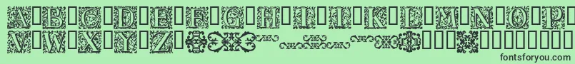 フォント16thArabesques – 緑の背景に黒い文字
