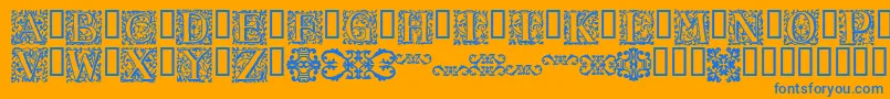 16thArabesques-Schriftart – Blaue Schriften auf orangefarbenem Hintergrund