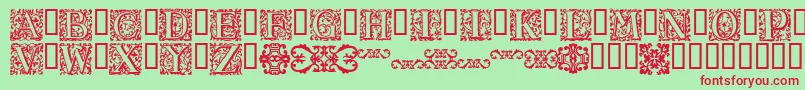 16thArabesques Font – Red Fonts on Green Background