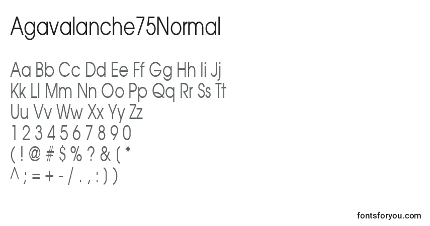 A fonte Agavalanche75Normal – alfabeto, números, caracteres especiais