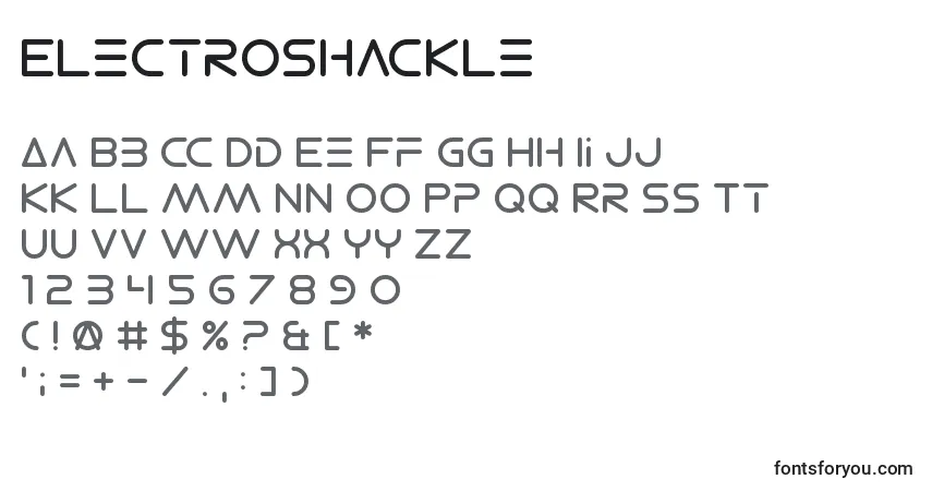 Czcionka ElectroShackle – alfabet, cyfry, specjalne znaki
