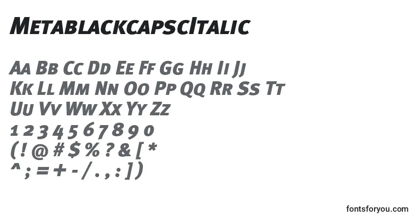 Schriftart MetablackcapscItalic – Alphabet, Zahlen, spezielle Symbole