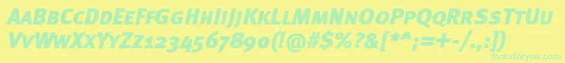 Police MetablackcapscItalic – polices vertes sur fond jaune