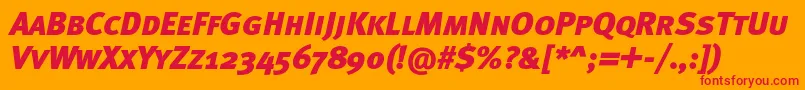 Fonte MetablackcapscItalic – fontes vermelhas em um fundo laranja