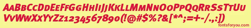 MetablackcapscItalic-fontti – punaiset fontit keltaisella taustalla