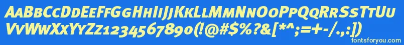 Подробнее о шрифте MetablackcapscItalic Шрифт MetablackcapscItalic – жёлтые шрифты на синем фоне