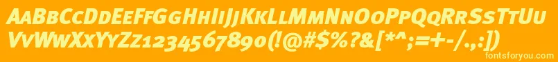 Шрифт MetablackcapscItalic – жёлтые шрифты на оранжевом фоне