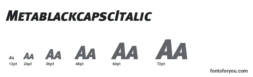 Размеры шрифта MetablackcapscItalic