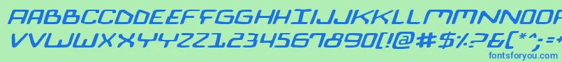 BionicComicExpItalic-Schriftart – Blaue Schriften auf grünem Hintergrund