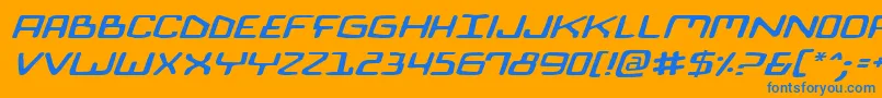 BionicComicExpItalic-Schriftart – Blaue Schriften auf orangefarbenem Hintergrund