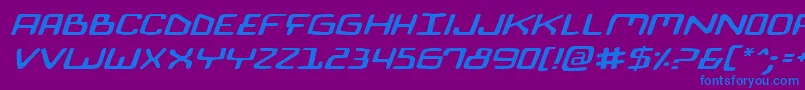 Czcionka BionicComicExpItalic – niebieskie czcionki na fioletowym tle