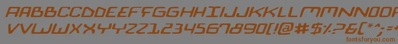 フォントBionicComicExpItalic – 茶色の文字が灰色の背景にあります。