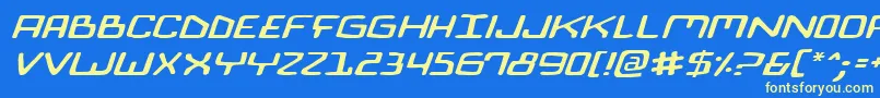 BionicComicExpItalic Font – Yellow Fonts on Blue Background