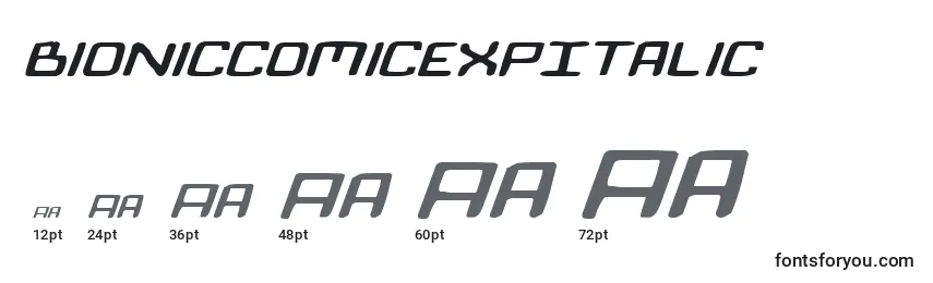 BionicComicExpItalic Font Sizes