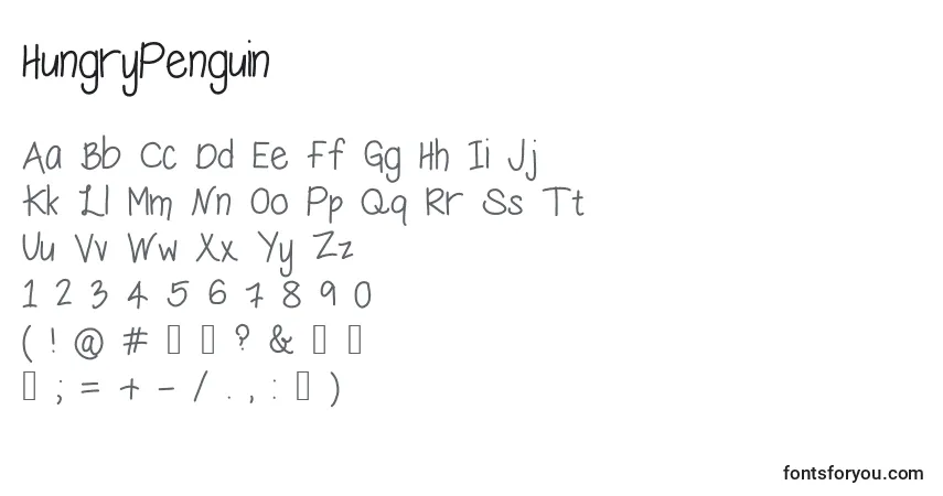 Schriftart HungryPenguin – Alphabet, Zahlen, spezielle Symbole