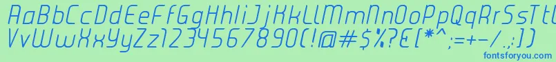 フォントJuiceLightItalic – 青い文字は緑の背景です。