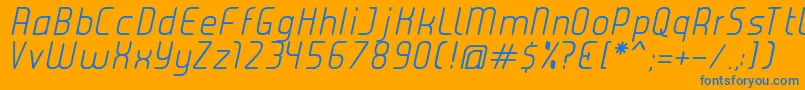 JuiceLightItalic Font – Blue Fonts on Orange Background