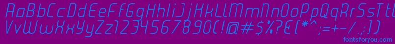 JuiceLightItalic Font – Blue Fonts on Purple Background