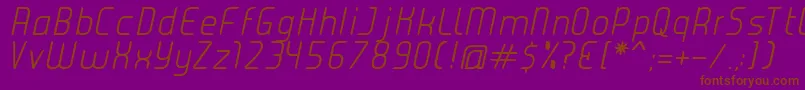 Fonte JuiceLightItalic – fontes marrons em um fundo roxo