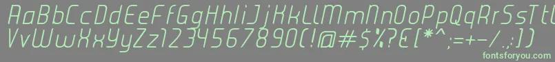 フォントJuiceLightItalic – 灰色の背景に緑のフォント