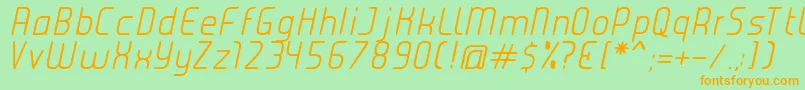 Fonte JuiceLightItalic – fontes laranjas em um fundo verde