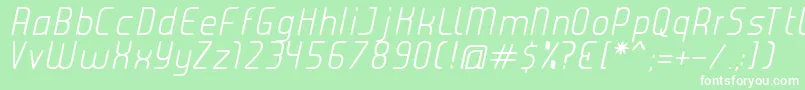 Fonte JuiceLightItalic – fontes brancas em um fundo verde