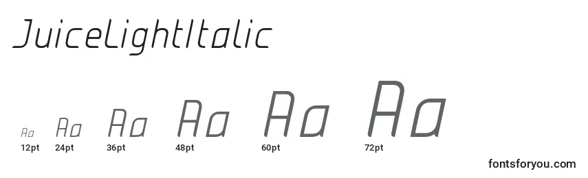 Размеры шрифта JuiceLightItalic