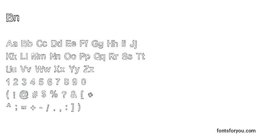 Czcionka Bn – alfabet, cyfry, specjalne znaki