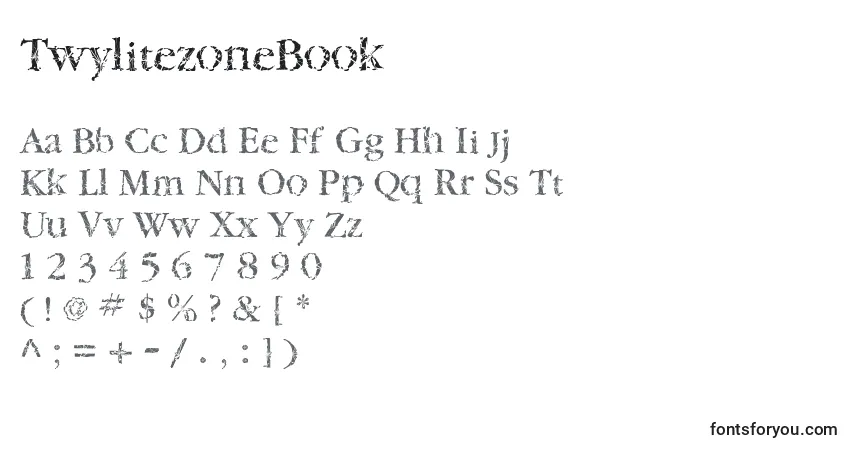 A fonte TwylitezoneBook – alfabeto, números, caracteres especiais