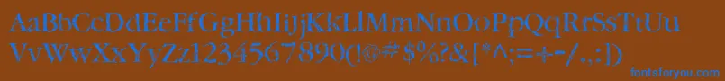TwylitezoneBook-Schriftart – Blaue Schriften auf braunem Hintergrund