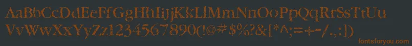 TwylitezoneBook-Schriftart – Braune Schriften auf schwarzem Hintergrund