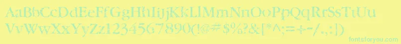 フォントTwylitezoneBook – 黄色い背景に緑の文字
