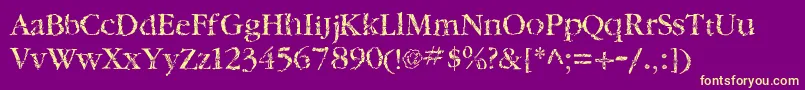 TwylitezoneBook-fontti – keltaiset fontit violetilla taustalla