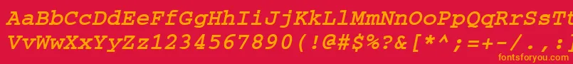 フォントCrtmBo – 赤い背景にオレンジの文字