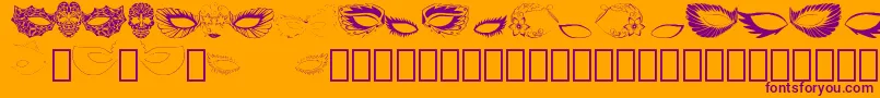 Maskbyebo-Schriftart – Violette Schriften auf orangefarbenem Hintergrund