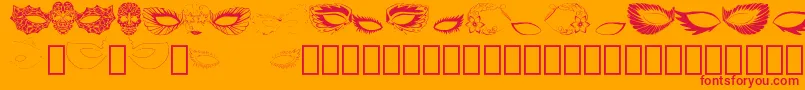 Maskbyebo-Schriftart – Rote Schriften auf orangefarbenem Hintergrund