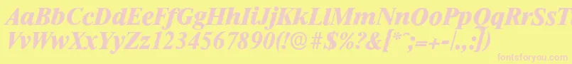 RiccioneserialXboldItalic Font – Pink Fonts on Yellow Background