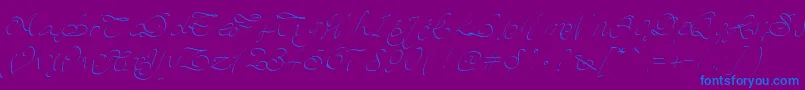 Pwscript-Schriftart – Blaue Schriften auf violettem Hintergrund