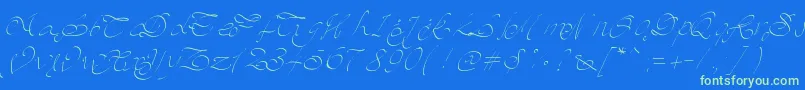 Pwscript-Schriftart – Grüne Schriften auf blauem Hintergrund