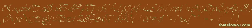 Pwscript-Schriftart – Grüne Schriften auf braunem Hintergrund