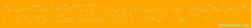 Pwscript Font – Green Fonts on Orange Background