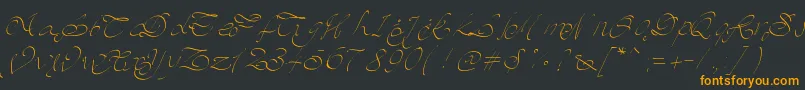 Pwscript-Schriftart – Orangefarbene Schriften auf schwarzem Hintergrund
