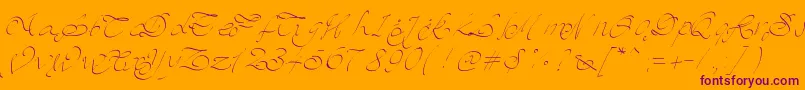 Pwscript-Schriftart – Violette Schriften auf orangefarbenem Hintergrund